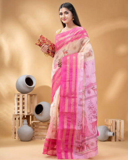 Woven Design Pure Cotton Shakuntala Printed Taant Saree