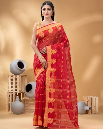 DESH BIDESH Ethnic Motifs Woven Design Pure Cotton Taant Saree