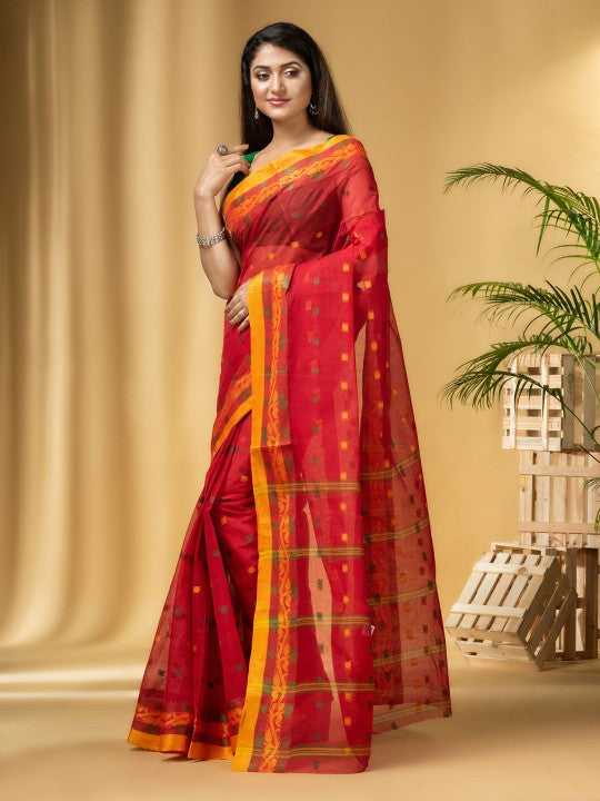 DESH BIDESH Woven Design Pure Cotton Taant Saree