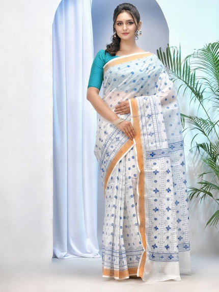 DESH BIDESH Ethnic Motifs Pure Cotton Handloom Taant Saree