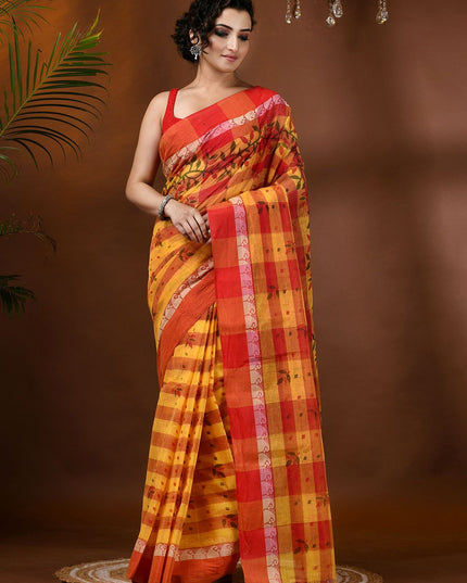 DESH BIDESH Pure Cotton Block Print Saree: Elegant Ethnic Motifs for Women