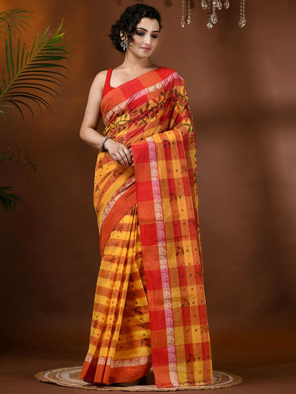 DESH BIDESH Pure Cotton Block Print Saree: Elegant Ethnic Motifs for Women