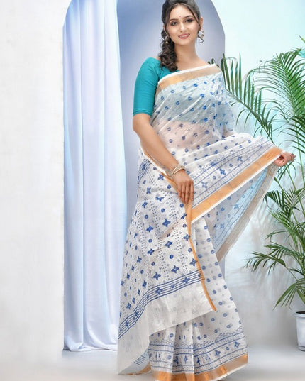 DESH BIDESH Ethnic Motifs Pure Cotton Handloom Taant Saree