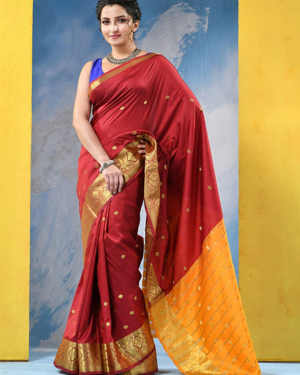 DESH BIDESH Woven Design Zari Silk Blend Kanjeevaram Saree for Women
