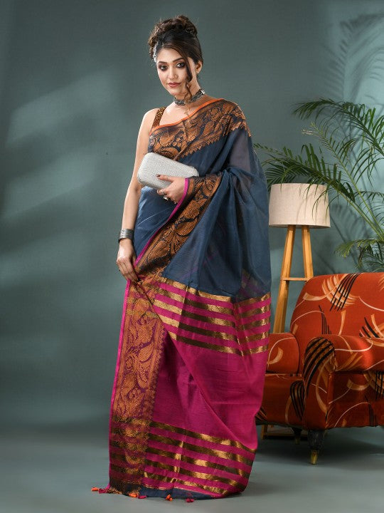 DESH BIDESH Zari Silk Cotton Kanjeevaram Saree