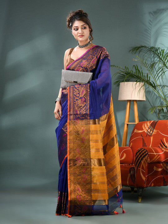DESH BIDESH Woven Design Zari Kanjeevaram Saree With Blouse Piece