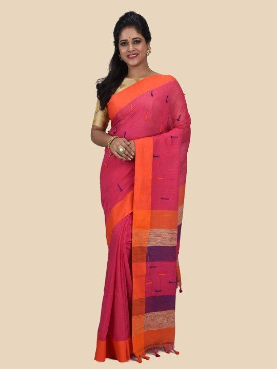DESH BIDESH Woven Design Pure Cotton Taant Saree