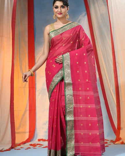 DESH BIDESH Women's Ethnic Motifs Pure Cotton Saree with Blouse Piece