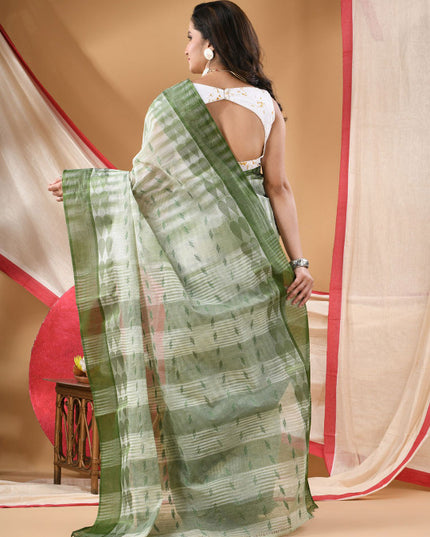 DESH BIDESH Geometric Woven Design Pure Cotton Taant Saree