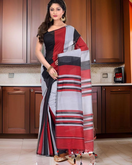DESH BIDESH Striped Silk Cotton Saree