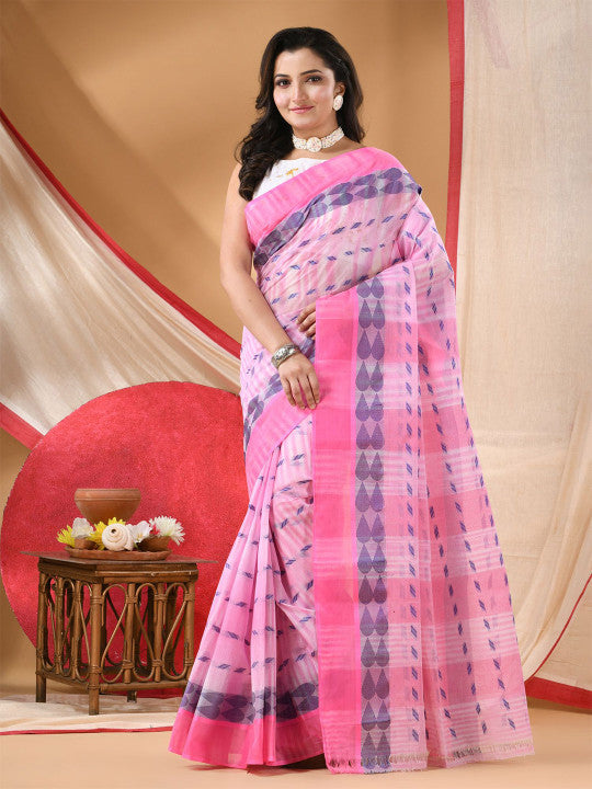 DESH BIDESH Woven Design Pure Cotton Taant Saree