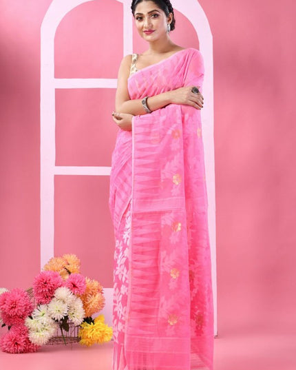 DESH BIDESH Woven Design Pure Cotton Taant Saree