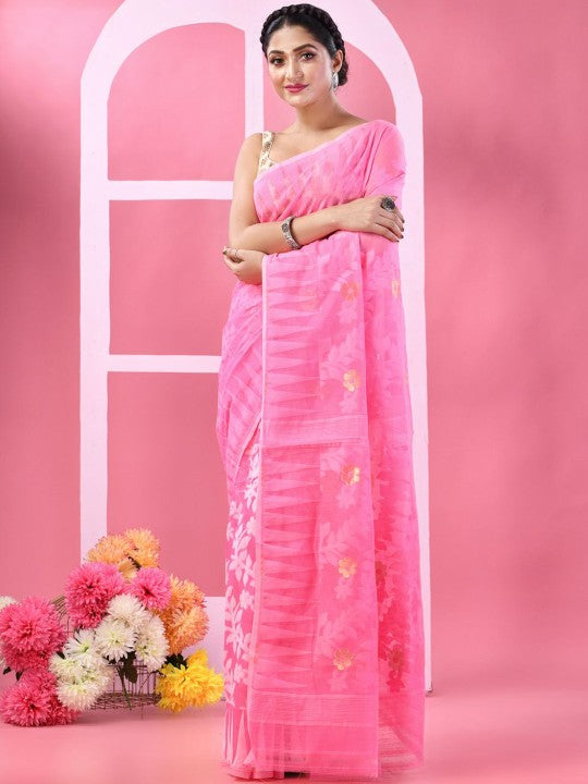 DESH BIDESH Woven Design Pure Cotton Taant Saree