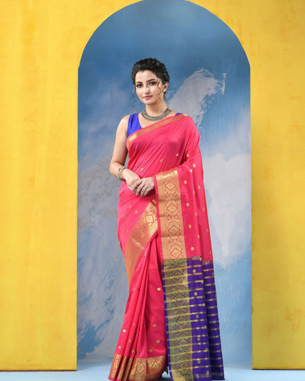DESH BIDESH Woven Design Zari Kanjeevaram Saree for Women - Traditional Indian Attire
