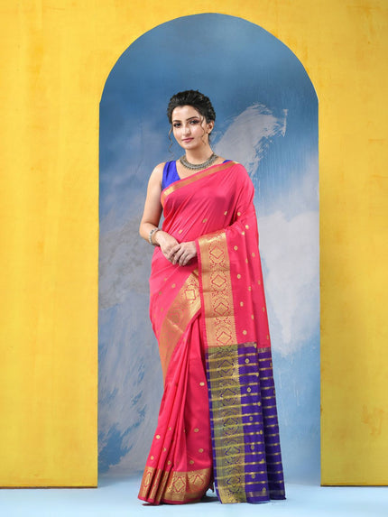 DESH BIDESH Woven Design Zari Kanjeevaram Saree for Women - Traditional Indian Attire