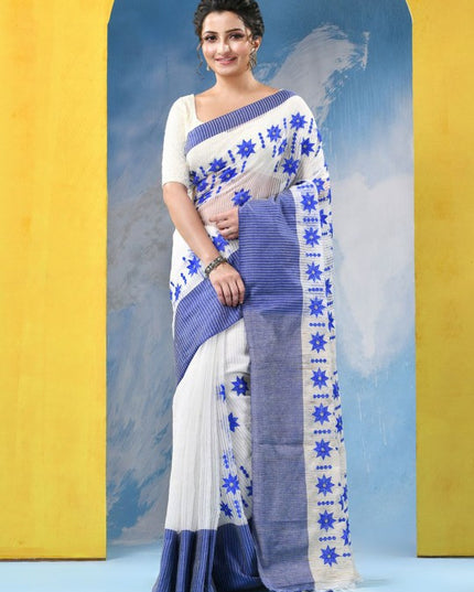 DESH BIDESH Floral Embroidered Pure Cotton Saree - Sarees for Women 33740029