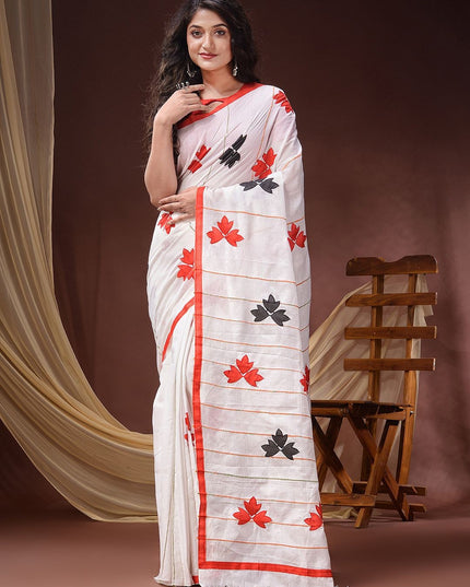 DESH BIDESH Floral Patchwork Pure Cotton Saree, Women's Traditional Wear