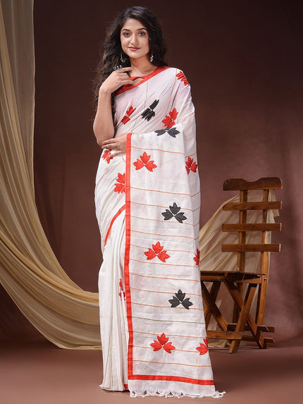 DESH BIDESH Floral Patchwork Pure Cotton Saree, Women's Traditional Wear
