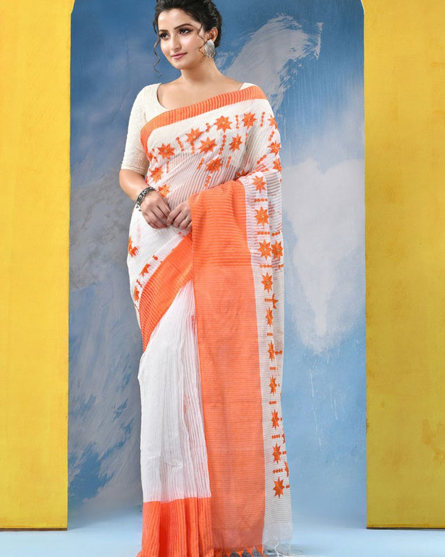 DESH BIDESH Women Floral Pure Cotton Handloom Khadi Saree