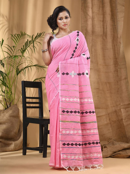 DESH BIDESH Geometric Printed Pure Cotton Taant Saree