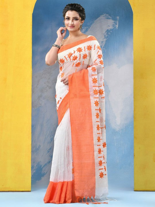 DESH BIDESH Women Floral Pure Cotton Handloom Khadi Saree