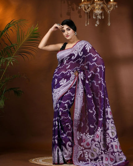 DESH BIDESH Paisley Zari Jamdani Saree with Woven Design Border