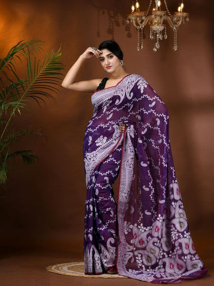 DESH BIDESH Paisley Zari Jamdani Saree with Woven Design Border