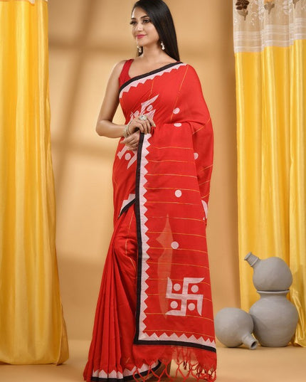 DESH BIDESH Women Woven Design Patchwork Pure Cotton Taant Saree