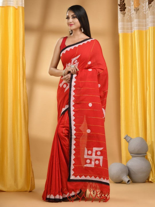 DESH BIDESH Women Woven Design Patchwork Pure Cotton Taant Saree