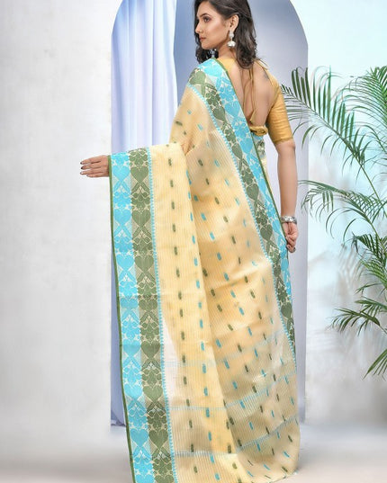 DESH BIDESH Ethnic Motifs Pure Cotton Taant Saree