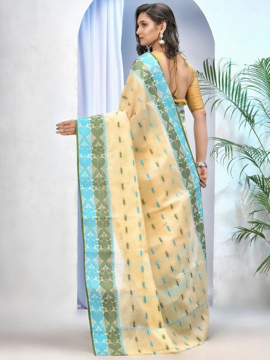 DESH BIDESH Ethnic Motifs Pure Cotton Taant Saree