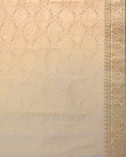 Women's Jacquard Banarasi Kanjivaram Kanchipuram Zari Butta Woven Slim Border Saree