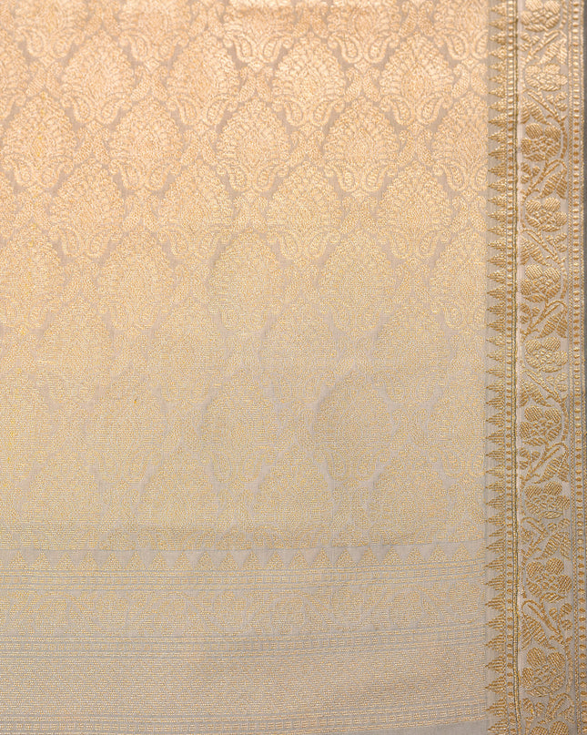 Women's Jacquard Banarasi Kanjivaram Kanchipuram Zari Butta Woven Slim Border Saree