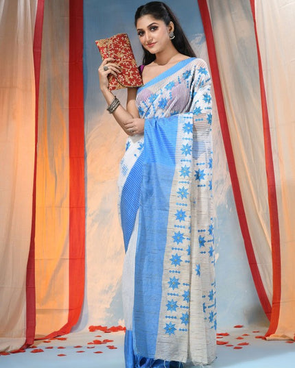 DESH BIDESH Floral Zari Pure Cotton Saree for Women - Traditional Indian Attire