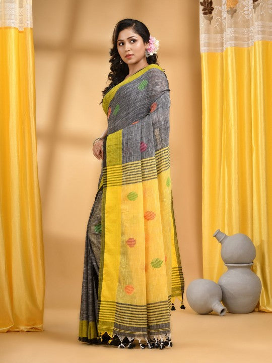 DESH BIDESH Women Woven Design Pure Cotton Khadi Saree