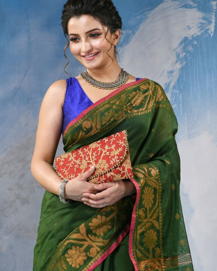 DESH BIDESH Women's Woven Design Zari Cotton Silk Saree