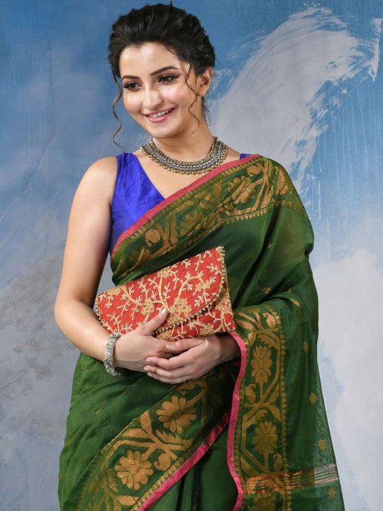 DESH BIDESH Women's Woven Design Zari Cotton Silk Saree