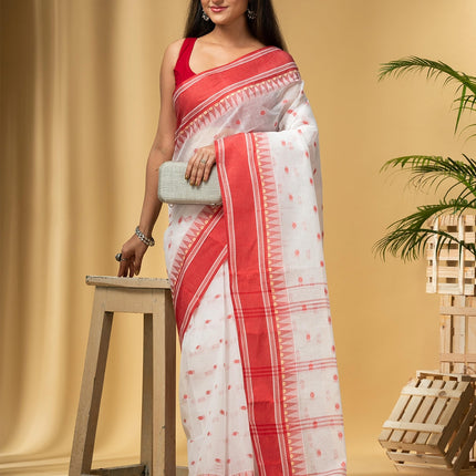 DESH BIDESH Elegant Polka Dots Woven Design Saree for Women