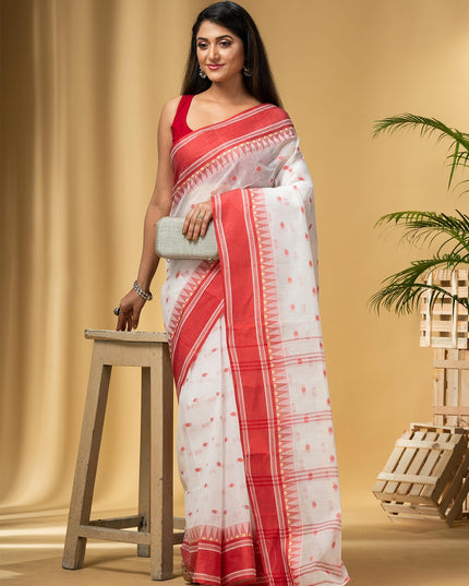 DESH BIDESH Elegant Polka Dots Woven Design Saree for Women