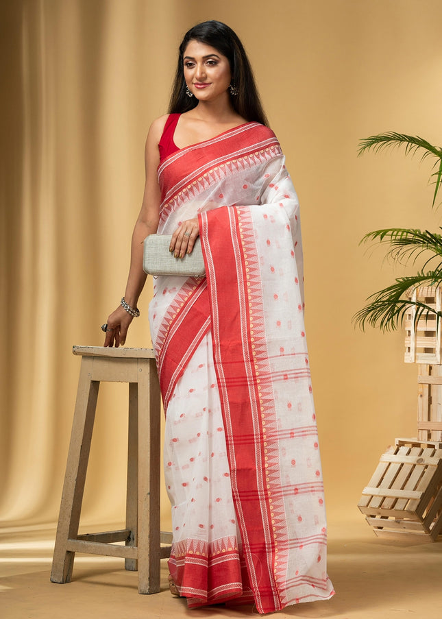 DESH BIDESH Elegant Polka Dots Woven Design Saree for Women