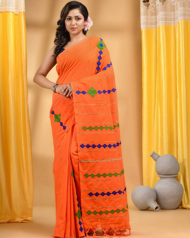 DESH BIDESH Woven Design Patchwork Pure Cotton Taant Saree