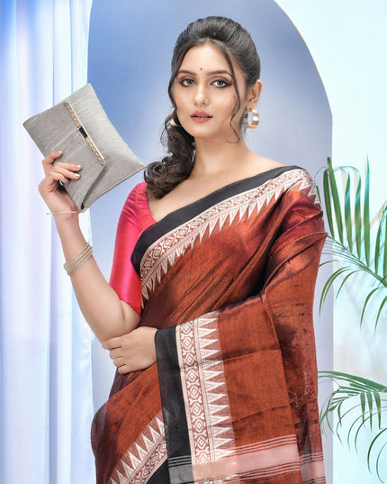 Exquisite Handloom Tissue Saree with Zari Border for Women