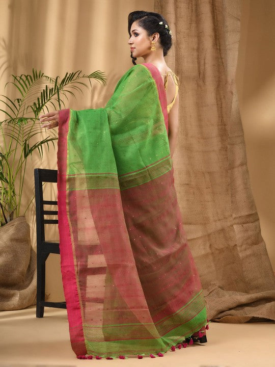 DESH BIDESH Ethnic Motifs Woven Design Taant Saree