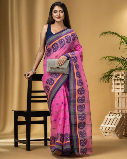 DESH BIDESH Paisley Woven Design Cotton Taant Saree