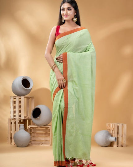 DESH BIDESH Pure Cotton Solid Saree