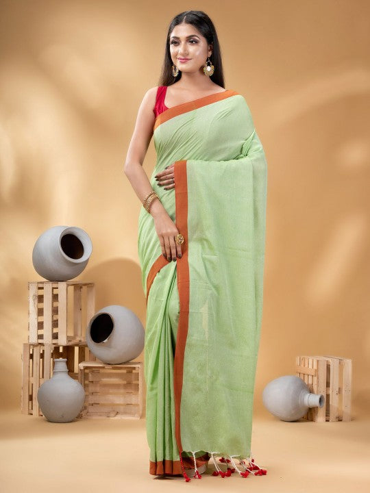 DESH BIDESH Pure Cotton Solid Saree