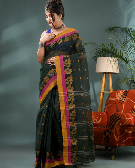 DESH BIDESH Woven Design Zari Pure Cotton Taant Saree