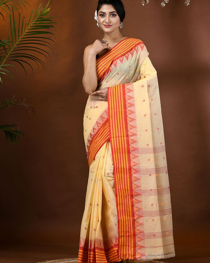 DESH BIDESH Ethnic Motifs Pure Cotton Taant Saree for Women