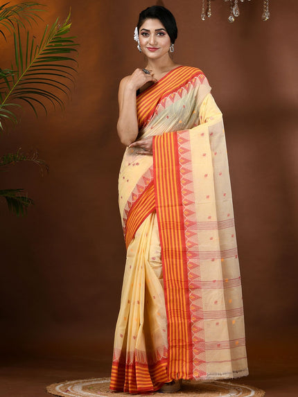 DESH BIDESH Ethnic Motifs Pure Cotton Taant Saree for Women