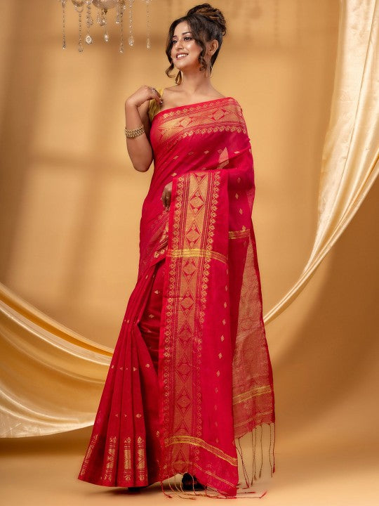 DESH BIDESH Woven Design Zari Maheshwari Saree